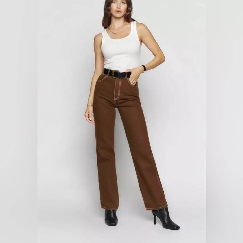 Reformation High Rise Jeans in Brown